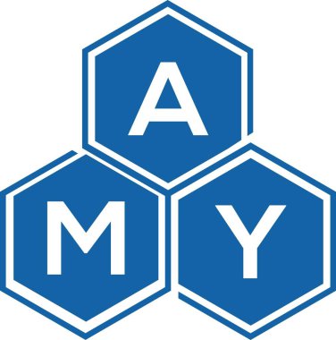 Beyaz arka planda AMY mektup logosu tasarımı. AMY yaratıcı harfler logosu konsepti. AMY mektup tasarımı.