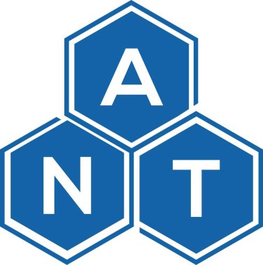 Beyaz arka planda ANT harfi logo tasarımı. Karınca yaratıcı harflerin baş harfleri logo konsepti. ANT harf tasarımı.