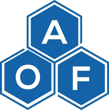 Beyaz arkaplanda AOF harf logosu tasarımı. Yaratıcı harflerin baş harfleri logo konsepti. AOF harf tasarımı.
