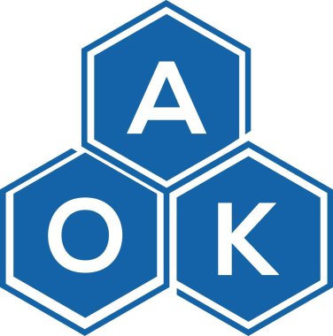 Beyaz arka planda AOK harf logosu tasarımı. Yaratıcı harflerin baş harfleri logo konsepti. AOK harf tasarımı.