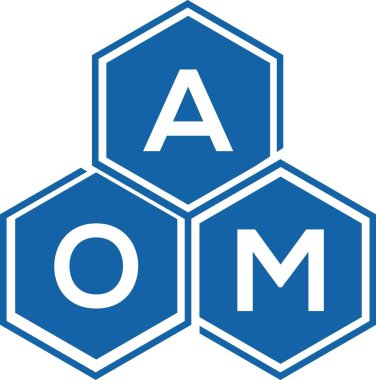 Beyaz arka planda AOM harf logosu tasarımı. AOM yaratıcı harflerin baş harfleri logo kavramı. AOM harf tasarımı.