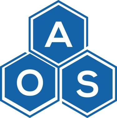 Beyaz arka planda AOS harf logosu tasarımı. AOS yaratıcı harflerin baş harfleri logo kavramı. AOS harf tasarımı.