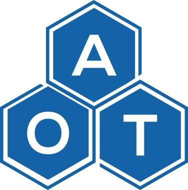 Beyaz arka planda AOT harf logosu tasarımı. Yaratıcı harflerin baş harfleri logo konsepti. AOT harf tasarımı.