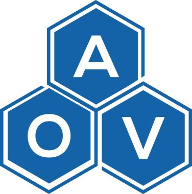 Beyaz arka planda AOV harf logosu tasarımı. AOV yaratıcı harflerin baş harfleri logo kavramı. AOV harf tasarımı.