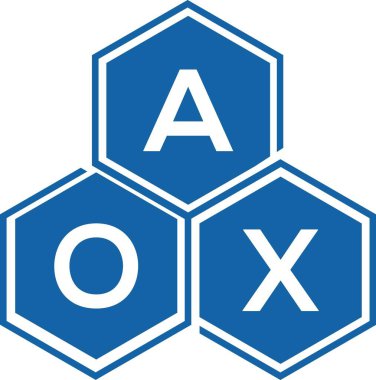 Beyaz arka planda AOX harfli logo tasarımı. AOX yaratıcı harflerin baş harfleri logo kavramı. AOX harf tasarımı.