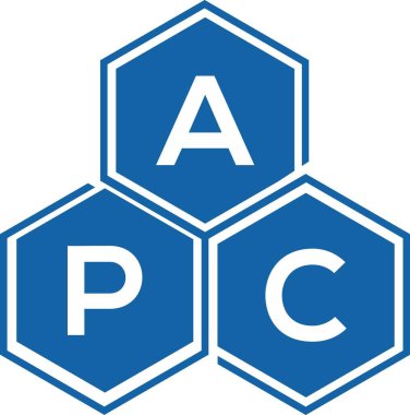 Beyaz arka planda APC harf logosu tasarımı. APC yaratıcı harflerin baş harfleri logo kavramı. APC harf tasarımı.