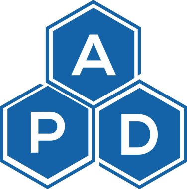 Beyaz arka planda APD mektup logosu tasarımı. APD yaratıcı harflerin baş harfleri logo konsepti. APD harf tasarımı.