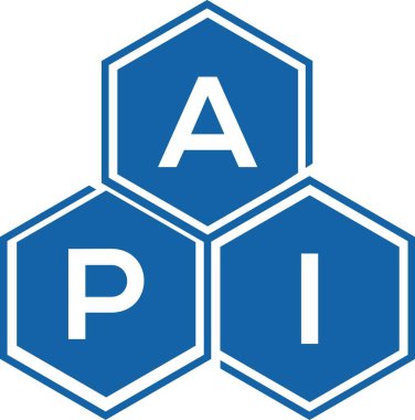 Beyaz arka planda API mektup logosu tasarımı. API yaratıcı harflerin baş harfleri logo kavramı. API harf tasarımı.