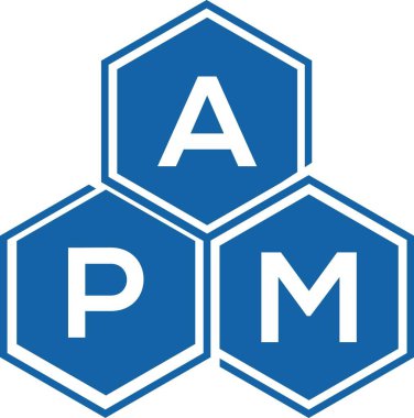Beyaz arkaplanda APM harf logosu tasarımı. APM yaratıcı harflerin baş harfleri logo kavramı. APM harf tasarımı.