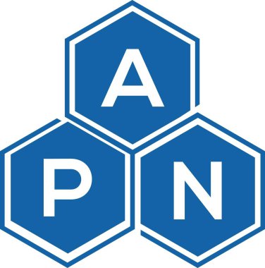 Beyaz arka planda APN harf logosu tasarımı. APN yaratıcı harflerin baş harfleri logo kavramı. APN harf tasarımı.