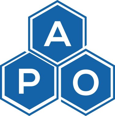 Beyaz arka planda APO harf logosu tasarımı. APO yaratıcı harflerin baş harfleri logo kavramı. APO harf tasarımı.