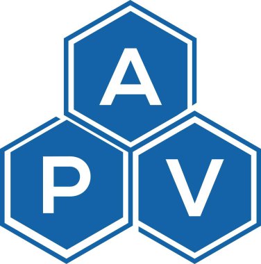 Beyaz arka planda APV harf logosu tasarımı. APV yaratıcı harflerin baş harfleri logo kavramı. APV harf tasarımı.