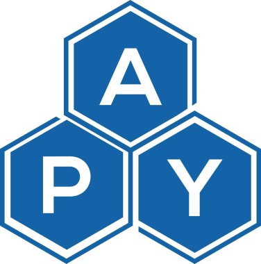 Beyaz arka planda APY mektup logosu tasarımı. APY yaratıcı harflerin baş harfleri logo kavramı. APY harf tasarımı.