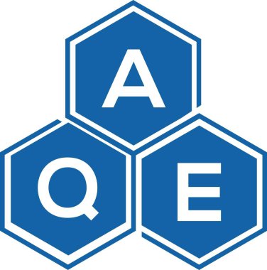 Beyaz arka planda AQE harf logosu tasarımı. AQE yaratıcı harflerin baş harfleri logo konsepti. AQE harf tasarımı.