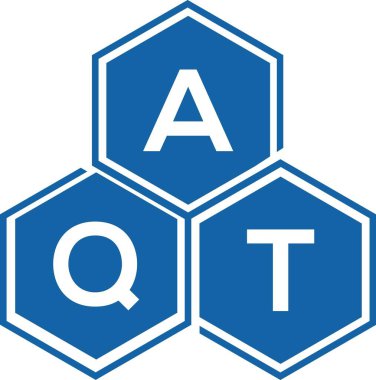 Beyaz arka planda AQT harf logosu tasarımı. AQT yaratıcı harflerin baş harfleri logo kavramı. AQT harf tasarımı.