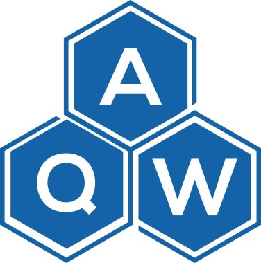 Beyaz arka planda AQW harf logosu tasarımı. AQW yaratıcı harflerin baş harfleri logo kavramı. AQW harf tasarımı.