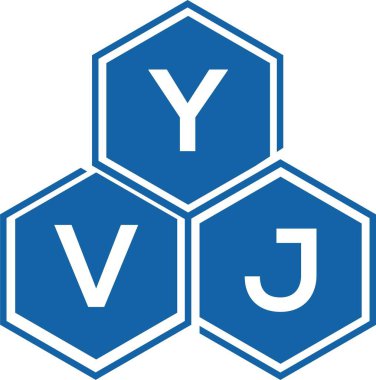 Beyaz arka planda YVJ harf logosu tasarımı. YVJ yaratıcı harflerin baş harfleri logo kavramı. YVJ harf tasarımı.