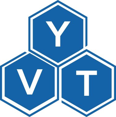 Beyaz arkaplanda YVT harf logosu tasarımı. YVT yaratıcı harf logosu konsepti. YVT harf tasarımı.