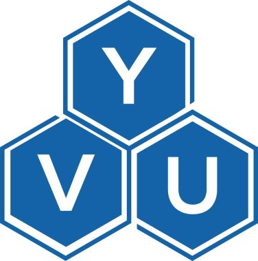 Beyaz arka planda YVU harf logosu tasarımı. YVU yaratıcı harf logosu konsepti. YVU harf tasarımı.