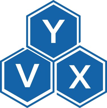 Beyaz arkaplanda YVX harf logosu tasarımı. YVX yaratıcı harflerin baş harfleri logo kavramı. YVX harf tasarımı.