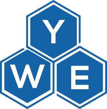 Beyaz arka planda YWE harfi logo tasarımı. Yaratıcı harflerin baş harfleri logo kavramı. YWE harf tasarımı.