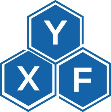 Beyaz arkaplanda YXF harf logosu tasarımı. YXF yaratıcı harflerin baş harfleri logo kavramı. YXF harf tasarımı.