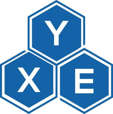 Beyaz arkaplanda YXE harf logosu tasarımı. YXE yaratıcı harf logosu konsepti. YXE harf tasarımı.