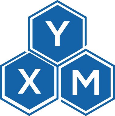 Beyaz arkaplanda YXM harf logosu tasarımı. YXM yaratıcı harflerin baş harfleri logo kavramı. YXM harf tasarımı.