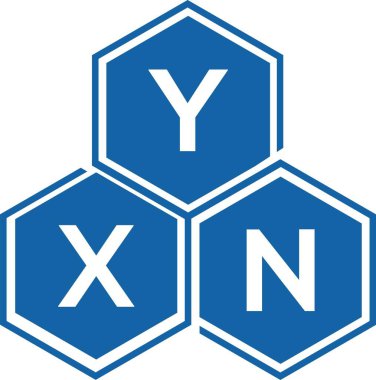 Beyaz arkaplanda YXN harf logosu tasarımı. YXN yaratıcı harflerin baş harfleri logo kavramı. YXN harf tasarımı.