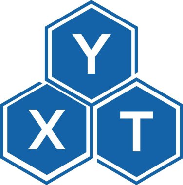 Beyaz arkaplanda YXT harf logosu tasarımı. YXT yaratıcı harflerin baş harfleri logo kavramı. YXT harf tasarımı.