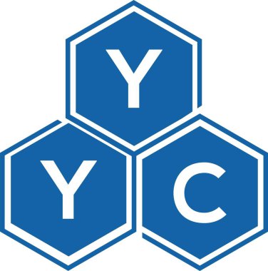 Beyaz arka planda YYC harf logosu tasarımı. YYC yaratıcı harflerin baş harfleri logo kavramı. YYC harf tasarımı.