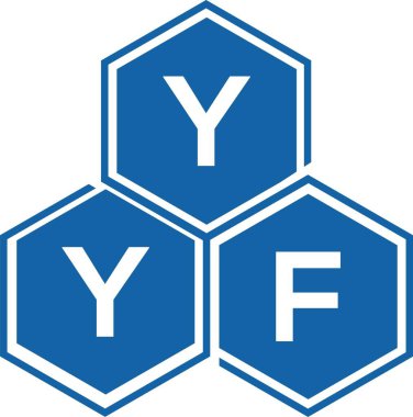 Beyaz arkaplanda YYF harf logosu tasarımı. YYF yaratıcı harflerin baş harfleri logo kavramı. YYF harf tasarımı.