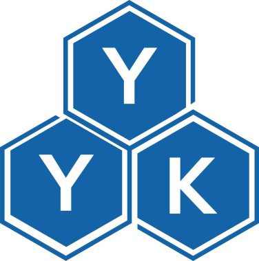 Beyaz arka planda YYK harf logosu tasarımı. YYK yaratıcı harflerin baş harfleri logo kavramı. YYK harf tasarımı.