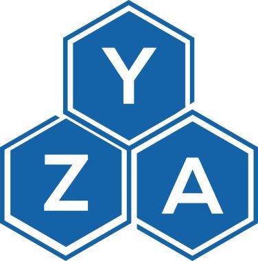 Beyaz arka planda YZA harf logosu tasarımı. YZA yaratıcı harflerin baş harfleri logo kavramı. YZA harf tasarımı.