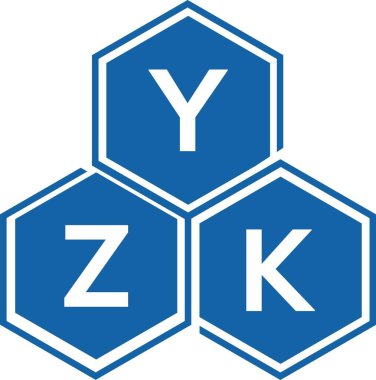 Beyaz arkaplanda YZK harf logosu tasarımı. YZK yaratıcı harflerin baş harfleri logo kavramı. YZK harf tasarımı.