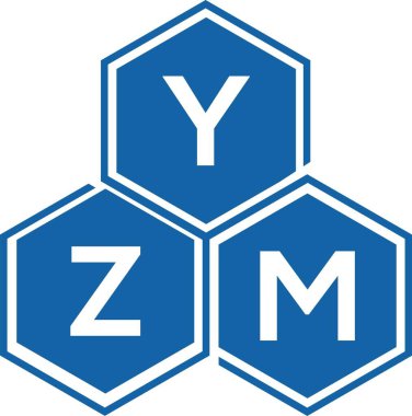 Beyaz arkaplanda YZM harf logosu tasarımı. YZM yaratıcı harflerin baş harfleri logo kavramı. YZM harf tasarımı.