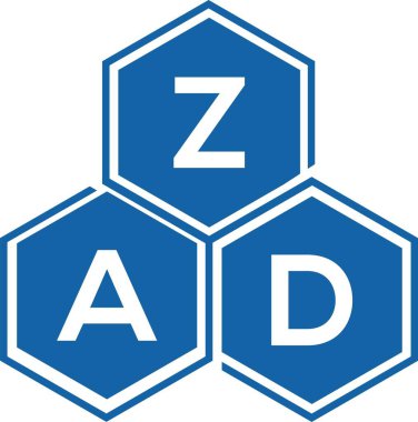 Beyaz arkaplanda ZAD harfi logo tasarımı. ZAD yaratıcı harflerin baş harfleri logo kavramı. ZAD harf tasarımı.