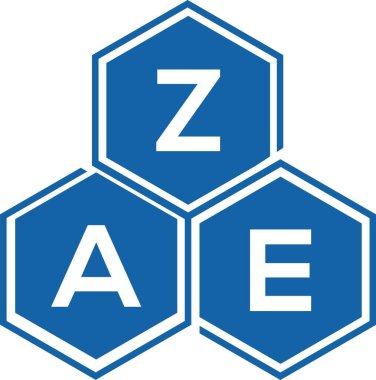Beyaz arka planda ZAE harf logosu tasarımı. ZAE yaratıcı harf logosu konsepti. ZAE harf tasarımı.