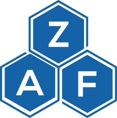 Beyaz arka planda ZAF harf logosu tasarımı. ZAF yaratıcı harflerin baş harfleri logo kavramı. ZAF harf tasarımı.
