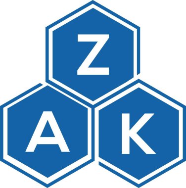 Beyaz arka planda ZAK harfli logo tasarımı. ZAK yaratıcı harflerin baş harfleri logo kavramı. ZAK harf tasarımı.