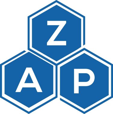 Beyaz arkaplanda ZAP harf logosu tasarımı. ZAP yaratıcı harflerin baş harfleri logo kavramı. ZAP harf tasarımı.