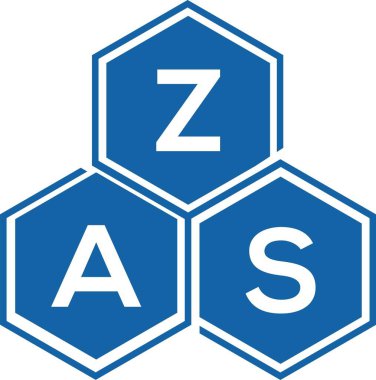 Beyaz arka planda ZAS harfli logo tasarımı. ZAS yaratıcı harflerin baş harfleri logo kavramı. ZAS harf tasarımı.