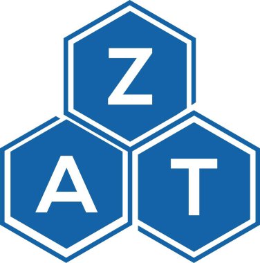 Beyaz arka planda ZAT harfi logo tasarımı. ZAT yaratıcı harflerin baş harfleri logo kavramı. ZAT harf tasarımı.