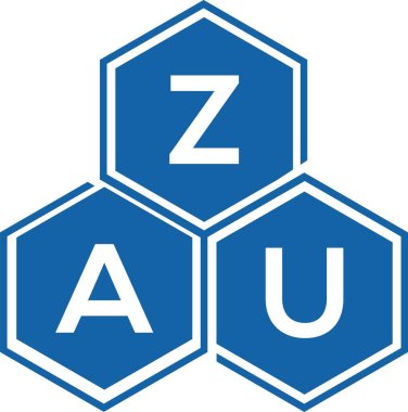 Beyaz arka planda ZAU harf logosu tasarımı. ZAU yaratıcı harf logosu konsepti. ZAU harf tasarımı.