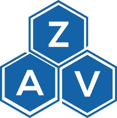 Beyaz arka planda ZAV harf logosu tasarımı. ZAV yaratıcı harflerin baş harfleri logo kavramı. ZAV harf tasarımı.