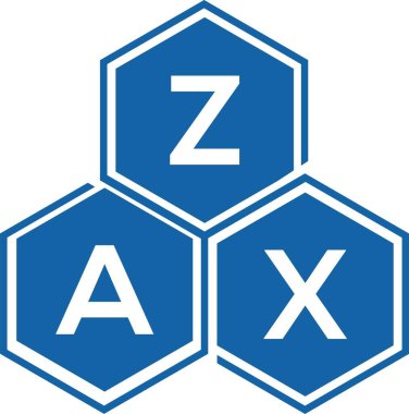 Beyaz arka planda ZAX harfli logo tasarımı. ZAX yaratıcı harflerin baş harfleri logo kavramı. ZAX harf tasarımı.