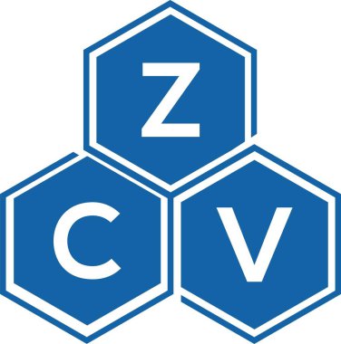 Beyaz arkaplanda ZCV harf logosu tasarımı. ZCV yaratıcı harflerin baş harfleri logo kavramı. ZCV harf tasarımı.