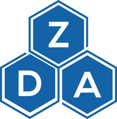 Beyaz arka planda ZDA harf logosu tasarımı. ZDA yaratıcı harf logosu konsepti. ZDA harf tasarımı.
