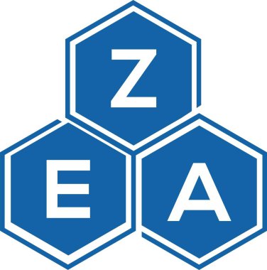 Beyaz arka planda ZEA harf logosu tasarımı. ZEA yaratıcı harflerin baş harfleri logo kavramı. ZEA harf tasarımı.