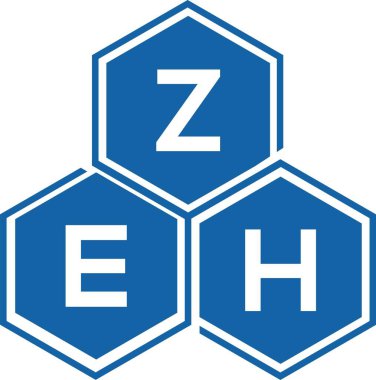 Beyaz arka planda ZEH harf logosu tasarımı. Yaratıcı harflerin baş harfleri logo konsepti. ZEH harf tasarımı.